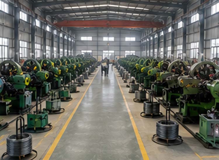 alt="modern nail factory production workshop with automated manufacturing equipment"
