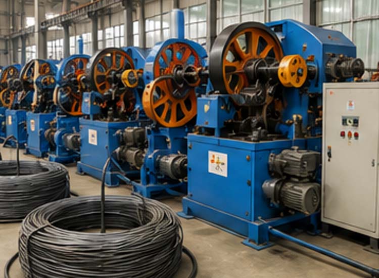 alt="wire drawing machine used for steel wire processing in nail production"