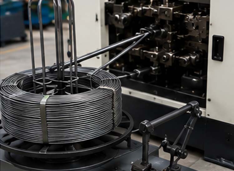 alt="automatic wire feeding system ensuring stable wire supply and smooth nail manufacturing process"