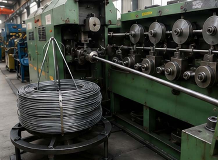 Automatic nail making machine wire feeding process from steel coil