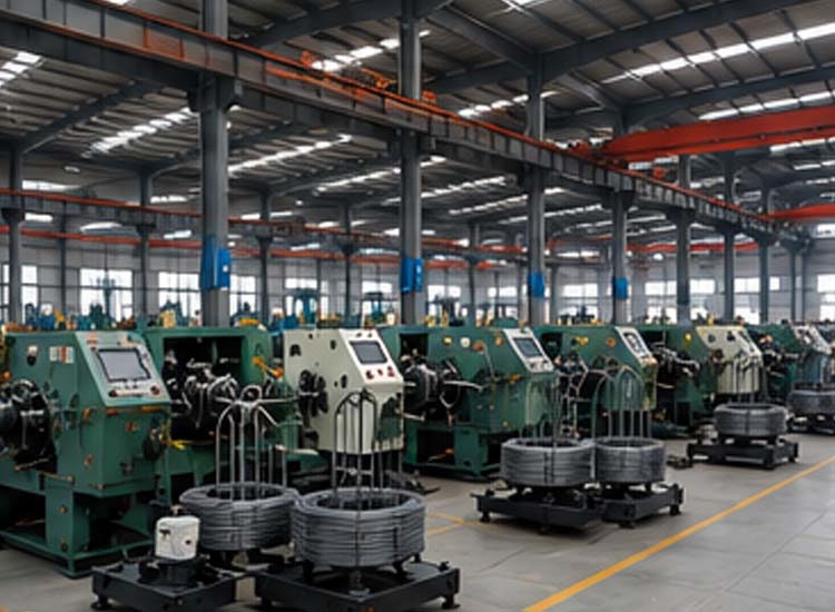 alt="modern nail manufacturing factory with automatic nail production equipment"