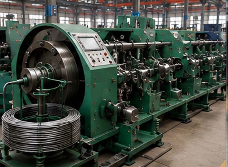 alt="wire drawing machine reducing steel wire diameter for nail manufacturing process"