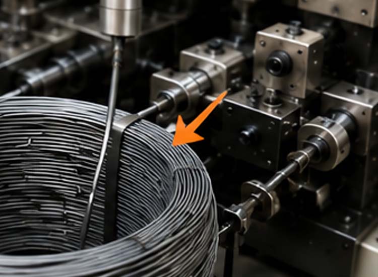 alt="wire feeding system inspection for automatic nail making machine to ensure stable wire supply"