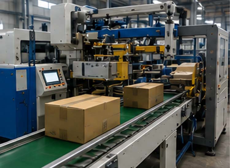 alt="automatic nail packaging process for finished wire nails in industrial production"