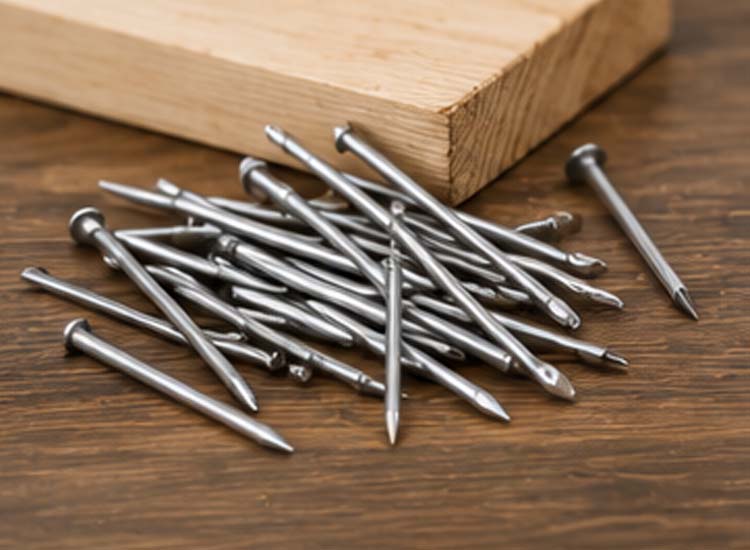 alt="finishing nails used in furniture manufacturing interior decoration and woodworking projects"