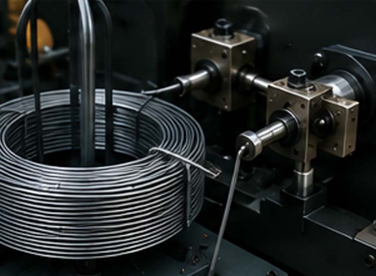 alt="automatic wire feeding system for nail making machine ensuring stable steel wire supply"