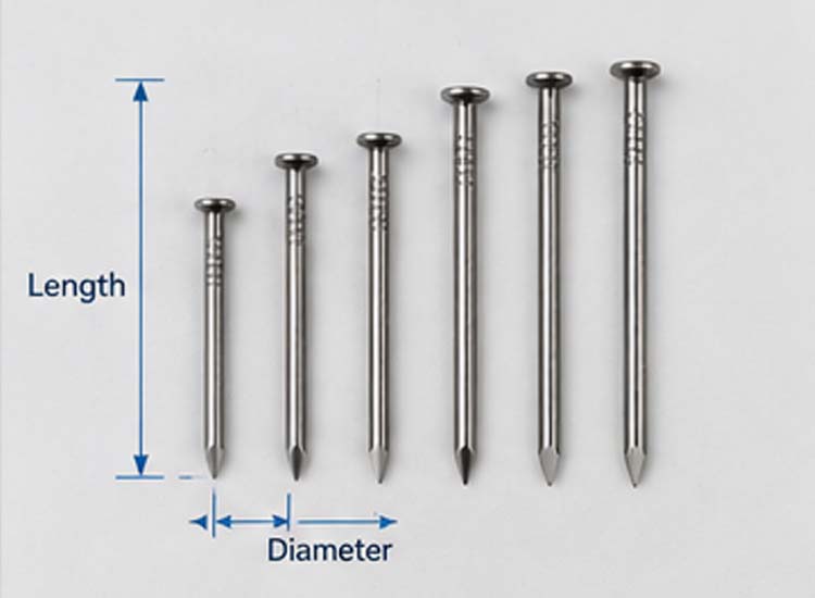 alt="different nail lengths and diameters supported by automatic nail making machines"