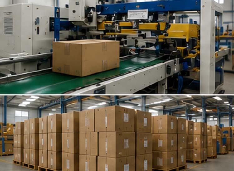 alt="automated nail packaging system and warehouse for finished wire nail storage and shipment"