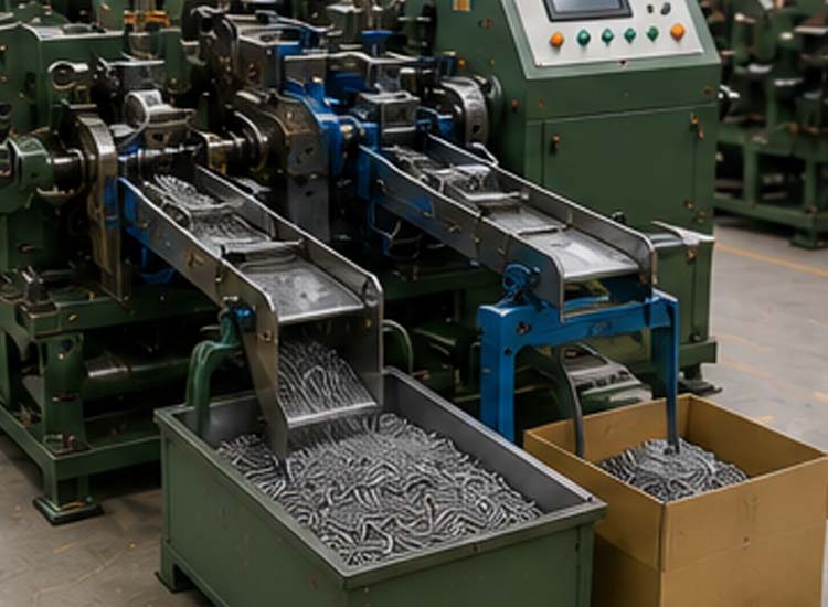 alt="automatic nail collection and packaging system improving production efficiency and finished nail handling"