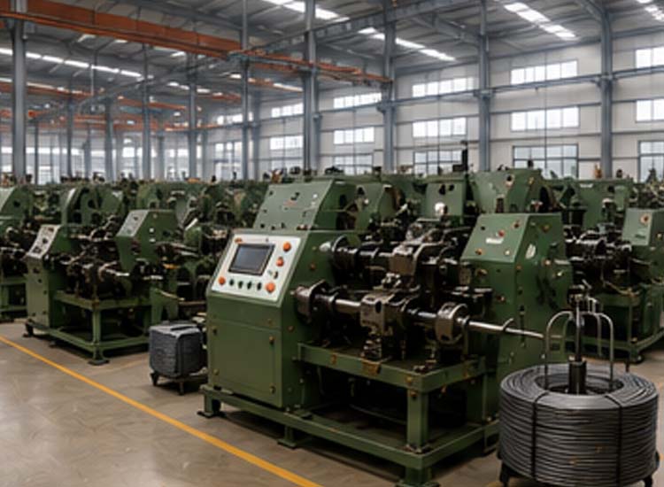 alt="automatic nail making machine installed in modern factory for efficient wire nail production"