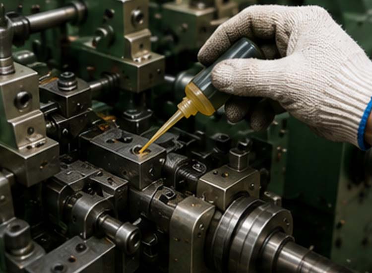 alt="daily lubrication of nail making machine components reducing wear and extending machine lifespan"