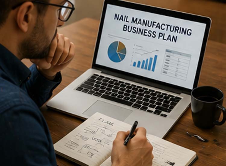 alt="entrepreneur planning a nail manufacturing business and analyzing investment opportunities"