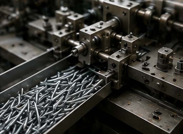 alt="high speed nail production process using automatic nail making machine with continuous operation"