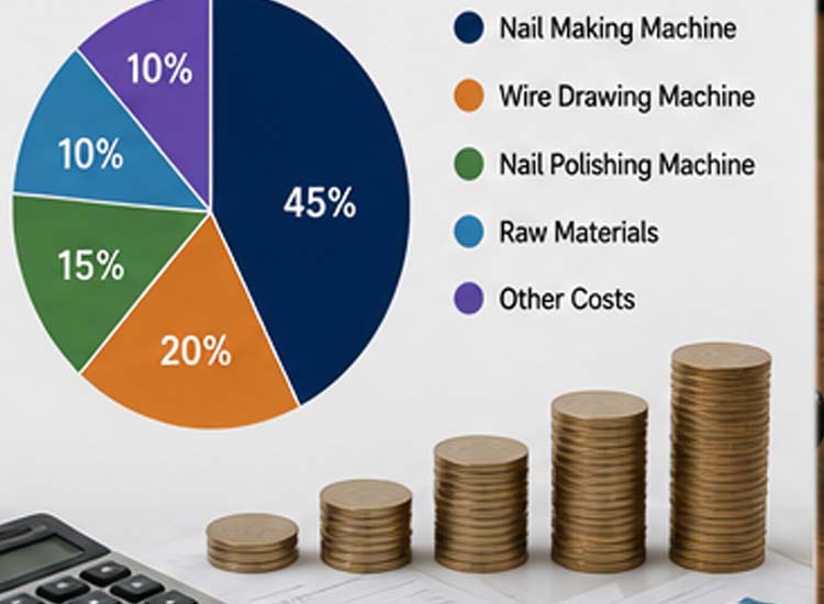 alt="investment cost breakdown for automatic nail production line including machines and raw materials"