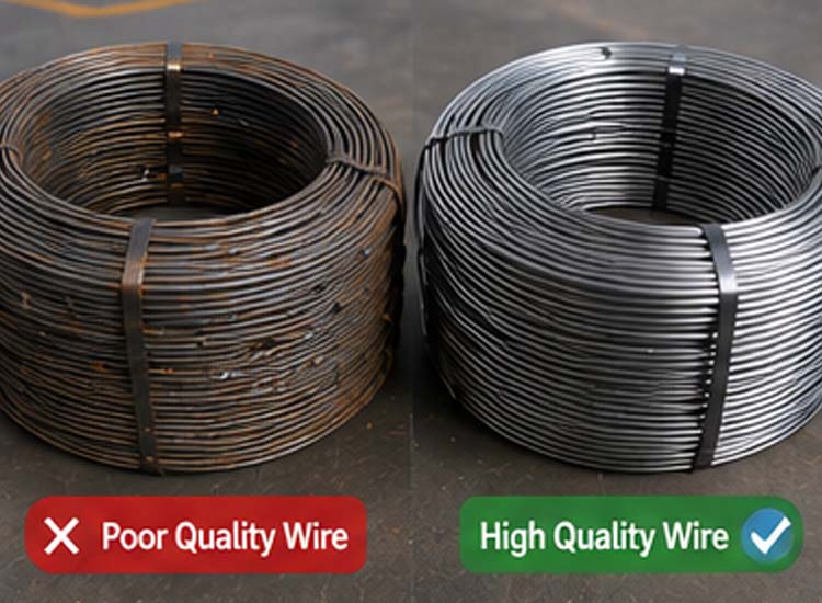 alt="poor quality steel wire causing bent nails during automatic nail manufacturing process"