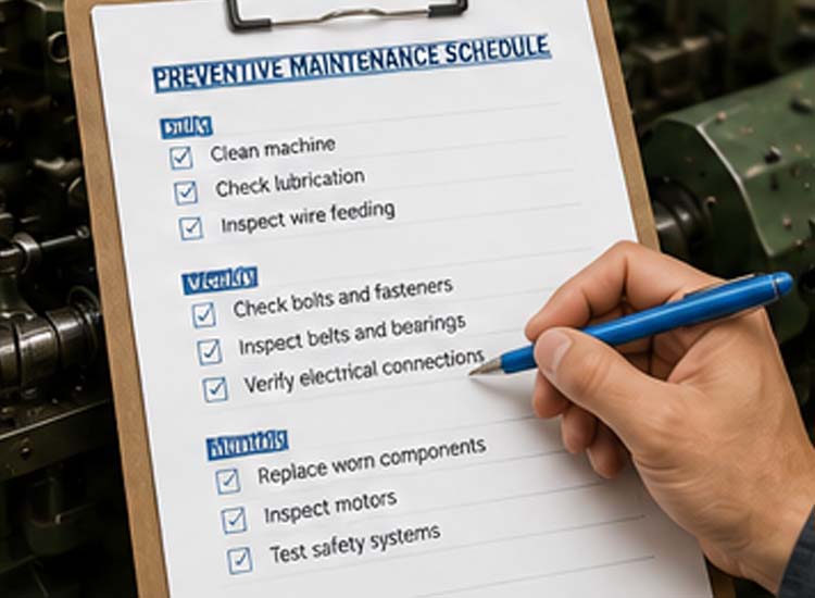 alt="preventive maintenance schedule for nail making machine reducing downtime and repair costs"