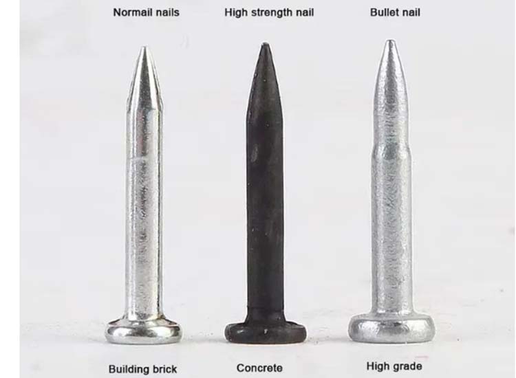 Hard Bullet Head Nails Steel Concrete Drive Pins Hit High Grade Concrete with Plastic Strips - Stainless Steel and Nails