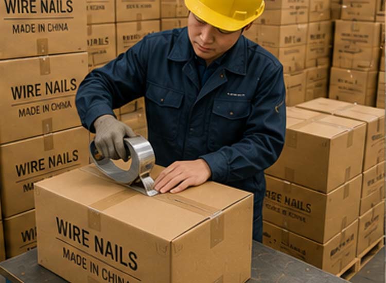 alt="wire nail packaging and warehouse storage system prepared for local distribution and export markets"
