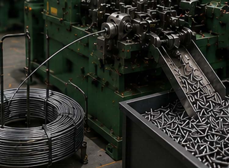 alt="wire nail manufacturing process using automatic nail making machine from steel wire to finished nails"