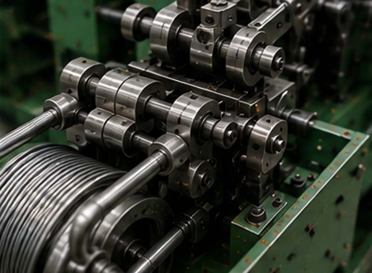 alt="precision steel wire feeding system ensuring stable automatic nail production with minimal material waste"