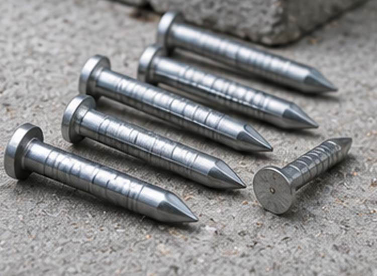 alt="high strength concrete nails designed for fastening materials to concrete brick and masonry surfaces"