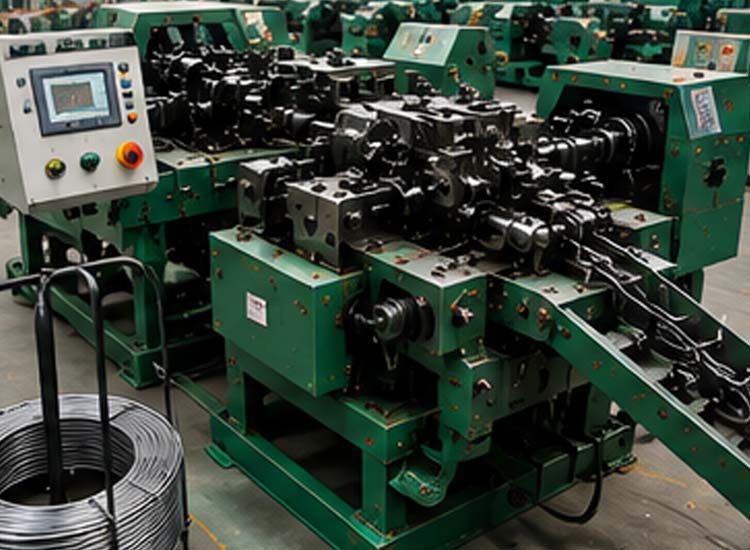 alt="fully automatic nail making machine operating continuously in a modern wire nail manufacturing factory"