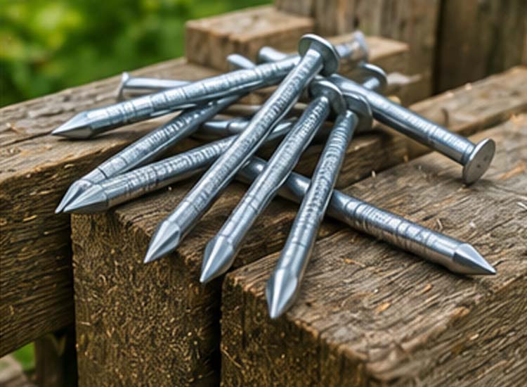 alt="galvanized wire nails providing corrosion resistance for outdoor fencing wooden decks and garden structures"