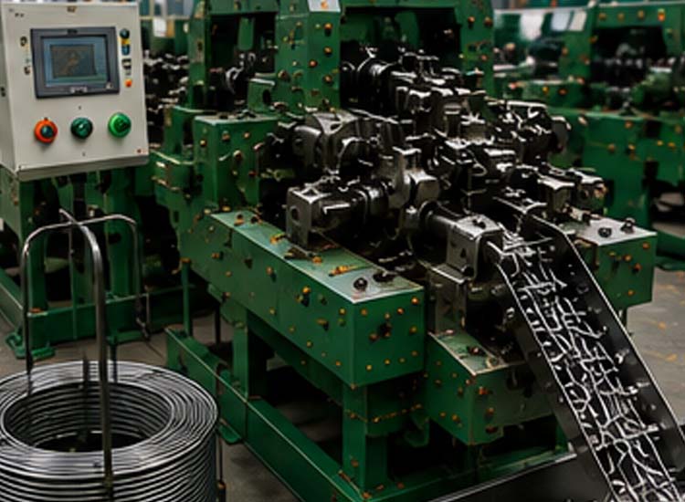 alt="high speed automatic nail making machine operating in a modern factory for efficient wire nail production"