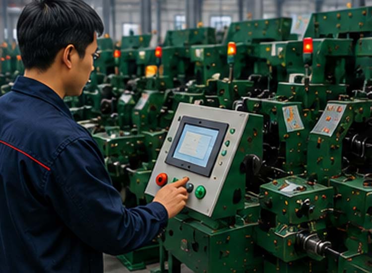alt="organized nail manufacturing factory layout with automatic production equipment warehouse and packaging area"