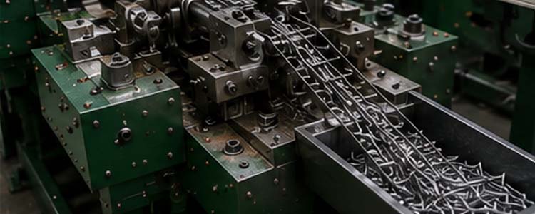alt="high speed automatic nail making machine producing wire nails with precision and continuous operation"