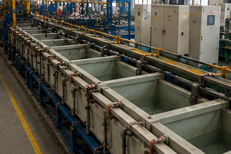 alt="automatic electro galvanizing production line for wire nails with precision zinc coating technology"