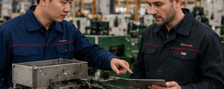 alt="professional technical support team providing installation training and after sales service for nail making machines"