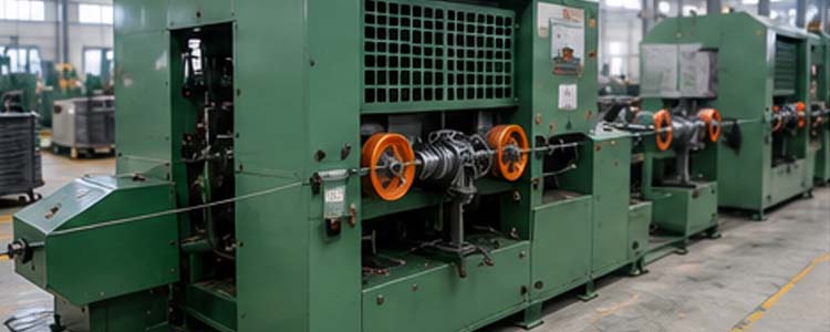 alt="automatic wire drawing machine reducing steel wire diameter for precision wire nail production"