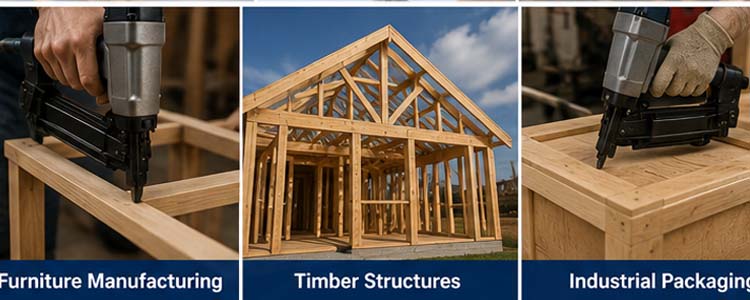 alt="paper collated nails and wire collated nails providing reliable feeding performance for construction and pallet manufacturing"