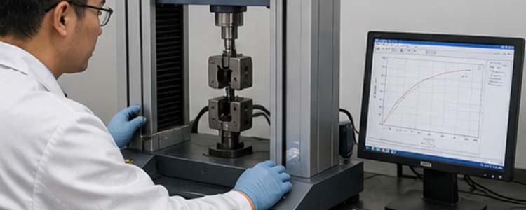 alt="quality control laboratory testing the mechanical properties of steel wire for reliable nail manufacturing"
